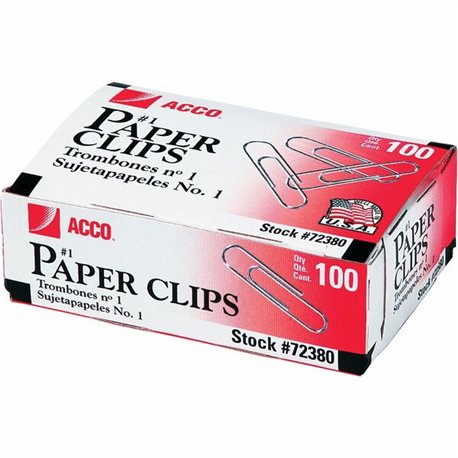 ACCO Premium Paper Clips - No. 1 - 10 Sheet Capacity - Strain Resistant, Galvanized, Corrosion Resistant - 10 / Pack - Silver - 