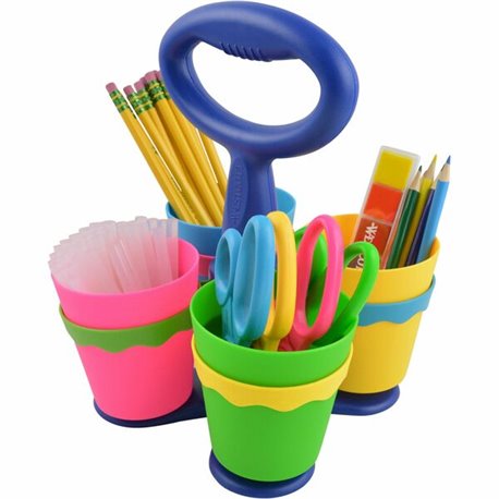 Westcott Teachers Scissors Caddy with 24 pieces 5" Kids Anit-Microbial Blunt Scissors - 5" Overall Length - Left/Right - Stainle