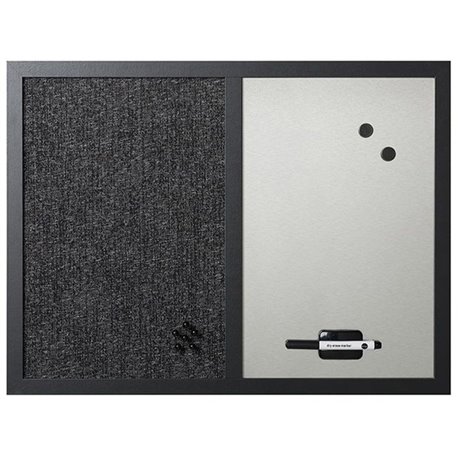 MasterVision Dry-erase Combination Board - 18" Height x 24" Width - Felt Surface - Magnetic, Lightweight - Black Medium Density 