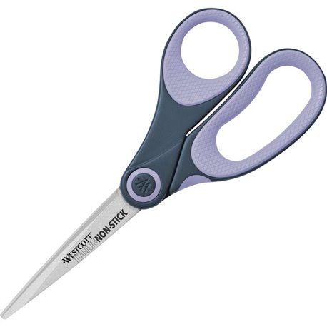 Westcott 8" Non-Stick Straight Scissors - 8" Overall Length - Straight-left/right - Titanium - Pointed Tip - Purple - 1 Each