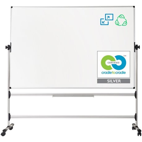 MasterVision Reversible Dry-erase Revolving Easel - 70" (5.8 ft) Width x 48" (4 ft) Height - White Melamine Surface - Silver Gra