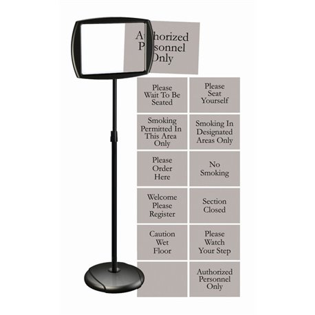 MasterVision Interchangeable Floor Pedestal Sign - 1 Each - Please Wait To Be Seated, Authorized Personnel Only, Please Watch Yo