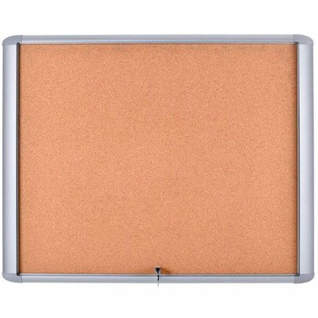 MasterVision Water-Resistant Enclosed Corkboard - 30" Height x 26.50" Width x 0.70" Depth - Light Brown Cork Surface - Water Res