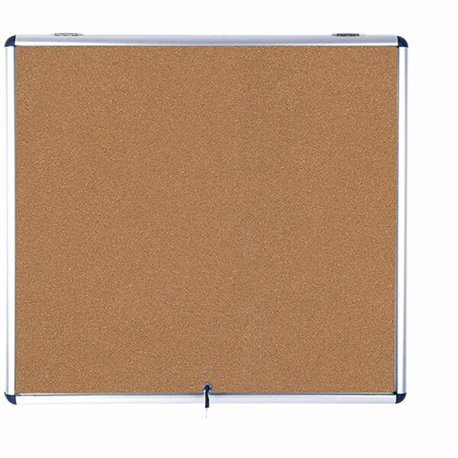 MasterVision Enclore Top Hinged Cork Aluminum Indoor Glaze Case - 35.55" Height x 42.99" Width - Cork Surface - Lock, Self-heali