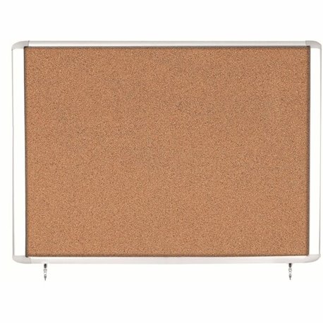 MasterVision Water-Resistant Enclosed Corkboard - 47" Height x 38.30" Width x 0.70" Depth - Light Brown Cork Surface - Water Res