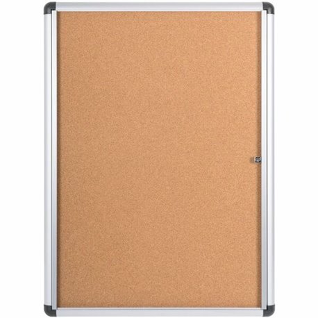 MasterVision Magnetic Ultra Slim Enclosed Board - 36.60" Height x 26.40" Width x 0.70" Depth - Natural Cork Surface - Magnetic, 