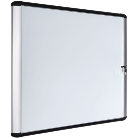 MasterVision Swing Door Enclosed Dry-erase Board - 39" (3.3 ft) Width x 48" (4 ft) Height - White Porcelain Steel Surface - Alum