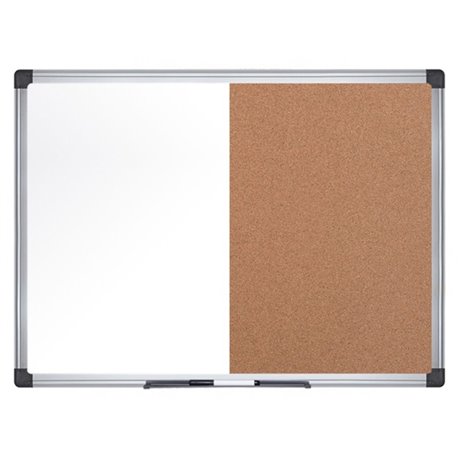 MasterVision Dry-erase Combo Board - 0.50" Height x 36" Width x 48" Depth - Natural Cork, Melamine Surface - Self-healing, Resil