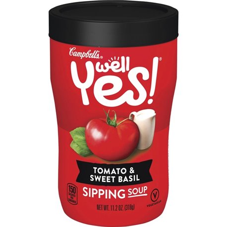 Campbell's Tomato & Sweet Basil Sipping Soup - No Artificial Color, No Artificial Flavor - Tomato & Sweet Basil - Can - 1 Servin