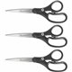 Westcott KleenEarth 8" Basic Recycled Straight Scissors - 8" Overall Length - Straight - Stainless Steel - Black - 3 / Pack