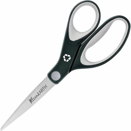 Westcott 8" KleenEarth Soft Handle Scissors - 8" Overall Length - Straight-left/right - Stainless Steel - Black - 1 Each