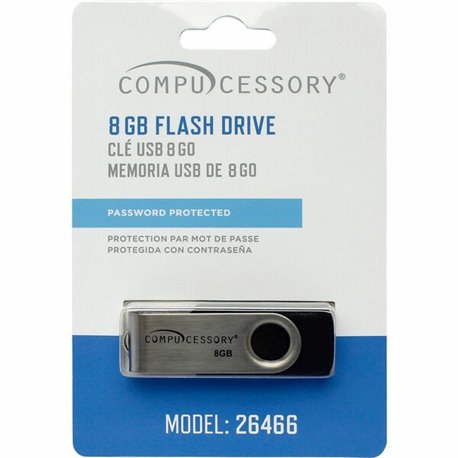 Compucessory Password Protected USB Flash Drives - 8 GB - USB 2.0 - 12 MB/s Read Speed - 5 MB/s Write Speed - Aluminum - 1 Year 