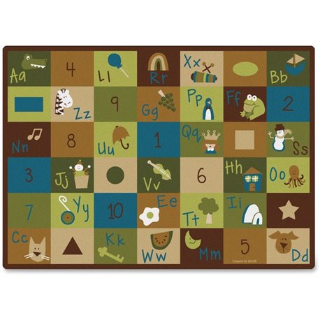 Carpets for Kids Learning Blocks Nature Design Rug - 100" Length x 70" Width - Rectangle - Learning Blocks Nature