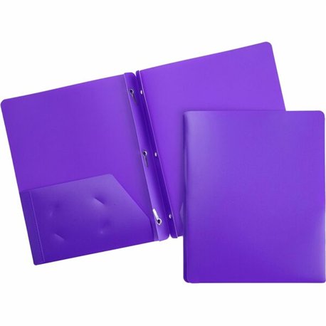 Business Source Letter Portfolio - 8 1/2" x 11" - 50 Sheet Capacity - 3 x Prong Fastener(s) - 2 Pocket(s) - Purple - 1 Each