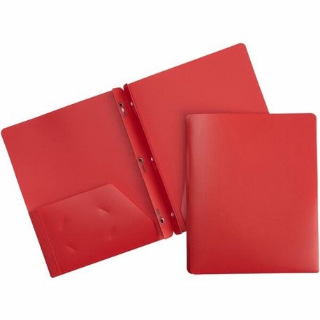 Business Source Letter Portfolio - 8 1/2" x 11" - 50 Sheet Capacity - 3 x Prong Fastener(s) - 2 Pocket(s) - Red - 1 Each