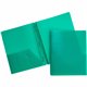 Business Source Letter Portfolio - 8 1/2" x 11" - 50 Sheet Capacity - 3 x Prong Fastener(s) - 2 Pocket(s) - Green - 1 Each