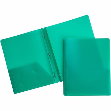 Business Source Letter Portfolio - 8 1/2" x 11" - 50 Sheet Capacity - 3 x Prong Fastener(s) - 2 Pocket(s) - Green - 1 Each