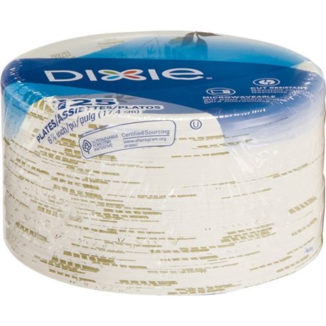 Dixie Pathways 7" Medium-weight Paper Plates by GP Pro - 6.9" Diameter - White - Paper Body - 125 / Pack