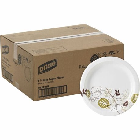 Dixie Pathways 9" Medium-weight Paper Plates by GP Pro - 125 / Pack - 8.5" Diameter - White - Paper Body - 8 / Carton