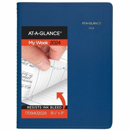At-A-Glance Recycled Appointment Book Planner - Large Size - Julian Dates - Weekly, Monthly - 1 Year - January 2024 - December 2