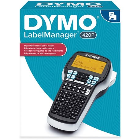 Dymo LabelManager 420P Portable Labelmaker - 180 dpi - Tape - 0.24" , 0.35" , 0.47" , 0.75" - LCD Screen - Battery, Power Adapte