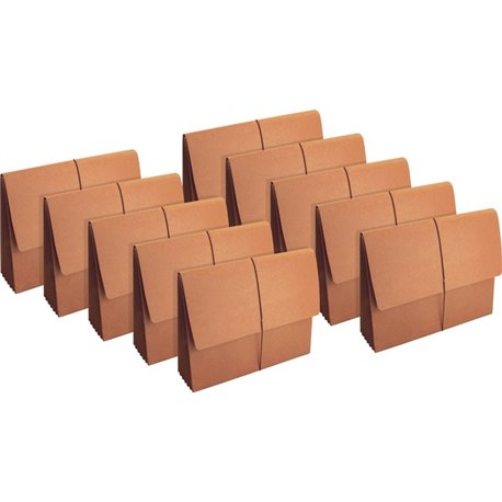 Business Source Letter Recycled File Wallet - 8 1/2" x 11" - 5 1/4" Expansion - Brown - 30% Recycled - 10 / Box
