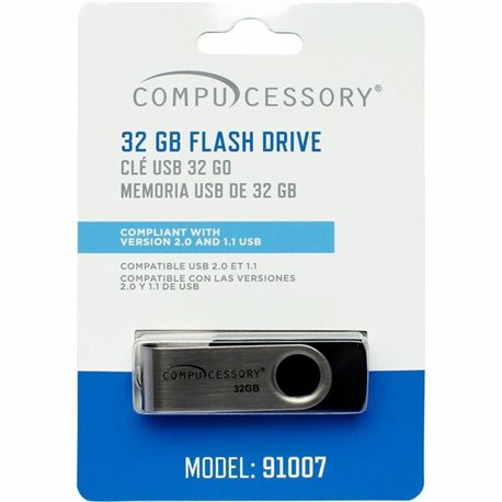 Compucessory Memory Stick-compliant Flash Drive - 32 GB - USB 2.0 - 12 MB/s Read Speed - 480 MB/s Write Speed - Silver - 1 Year 