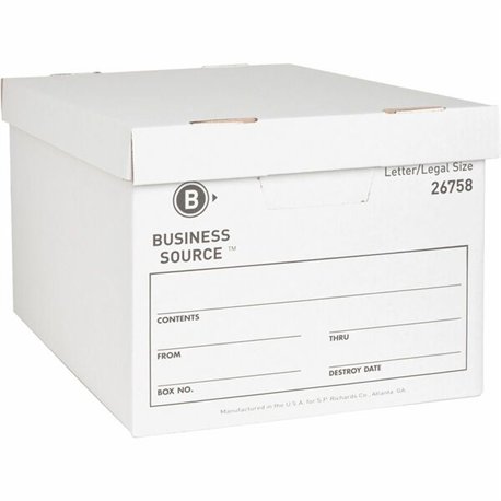 Business Source Lift-off Lid Heavy-Duty Storage Box - External Dimensions: 12" Width x 15" Depth x 10"Height - Media Size Suppor
