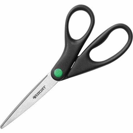 Westcott Kleenearth Scissors - 3.25" Cutting Length - 8" Overall Length - Straight-left/right - Stainless Steel - Pointed Tip - 