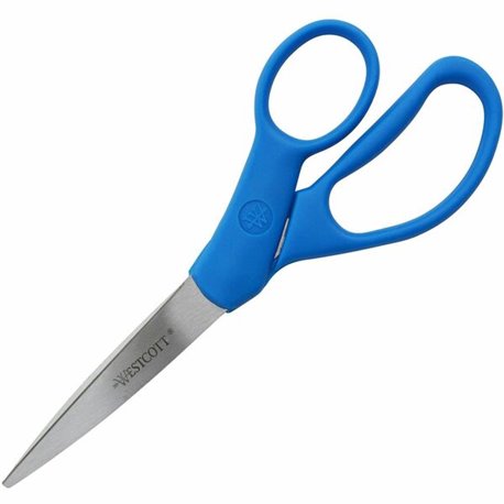 Westcott 7" Straight All Purpose Scissors - 3.25" Cutting Length - 7" Overall Length - Straight-left/right - Stainless Steel - P