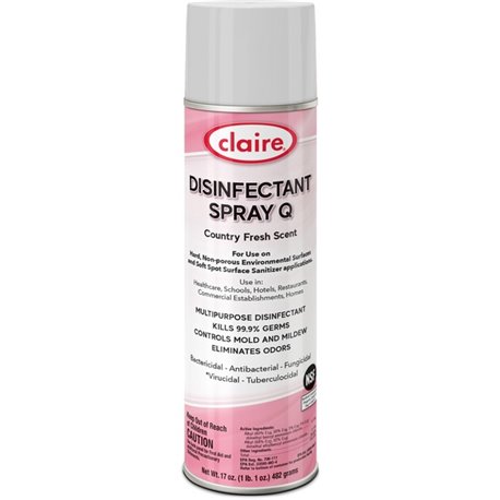 Claire Multipurpose Disinfectant Spray - Ready-To-Use - 17 fl oz (0.5 quart) - Country Fresh Scent - 12 / Carton - Antibacterial