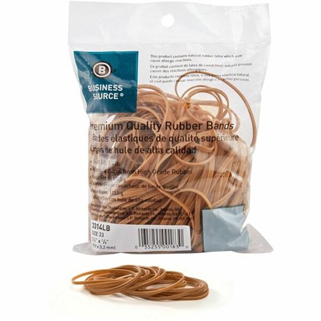 Business Source Rubber Bands - Size: 33 - 3.5" Length - 125 mil Thickness - 212 / Pack - Natural