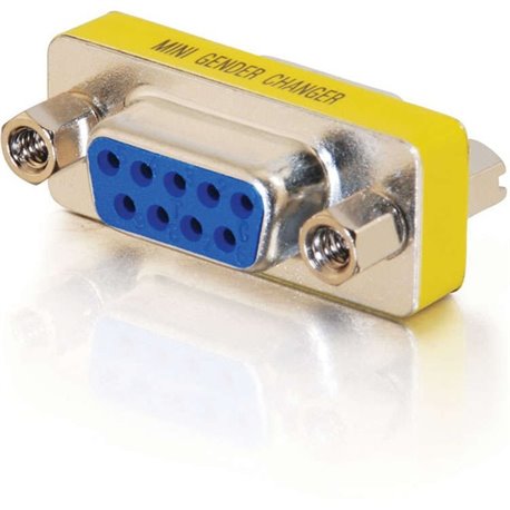 C2G DB9 F/F Mini Gender Changer (Coupler) - 1 Pack - 1 x 9-pin DB-9 Serial Female - 1 x 9-pin DB-9 Serial Female - Silver, Yello