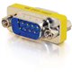 C2G DB9 M/M Mini Gender Changer (Coupler) - 1 Pack - 1 x 9-pin DB-9 Serial Male - 1 x 9-pin DB-9 Serial Male - Silver, Yellow