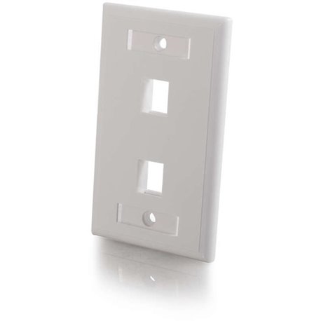 C2G 2-Port Single Gang Multimedia Keystone Wall Plate - White - 2 x Socket(s) - White