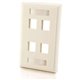 C2G 4-Port Single Gang Multimedia Keystone Wall Plate - White - 4 x Socket(s) - White