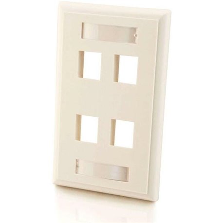 C2G 4-Port Single Gang Multimedia Keystone Wall Plate - White - 4 x Socket(s) - White