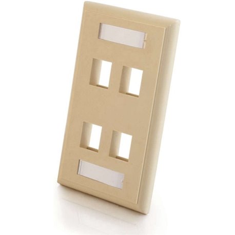 C2G 4-Port Single Gang Multimedia Keystone Wall Plate - Ivory - 4 x Socket(s) - Ivory