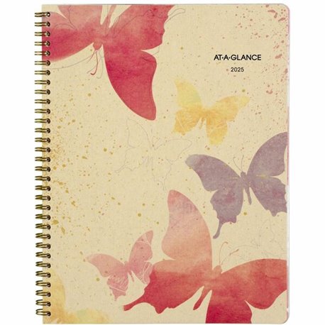 At-A-Glance Watercolors Recycled Planner - Julian Dates - Weekly, Monthly - 12 Month - January 2025 - December 2025 - 1 Week, 1 