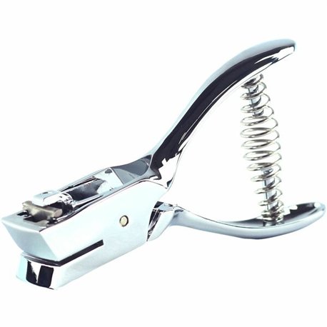 Business Source Handheld 15mm Slot Punch - 5/32" Punch Size - Metal - Silver, Chrome