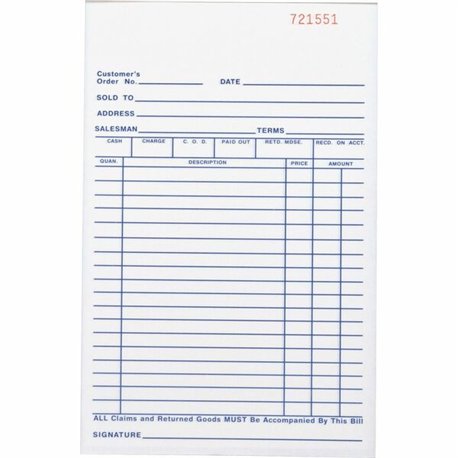 Business Source All-purpose Carbonless Forms Book - 50 Sheet(s) - 2 PartCarbonless Copy - 5.50" x 8.50" Sheet Size - White, Yell