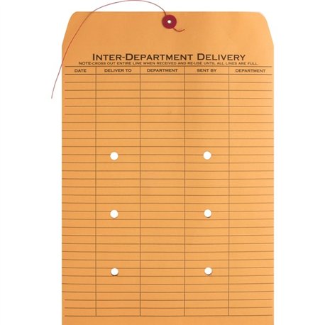 Business Source 2-sided Inter-Department Envelopes - Inter-department - 10" Width x 13" Length - 28 lb - String/Button - Kraft -