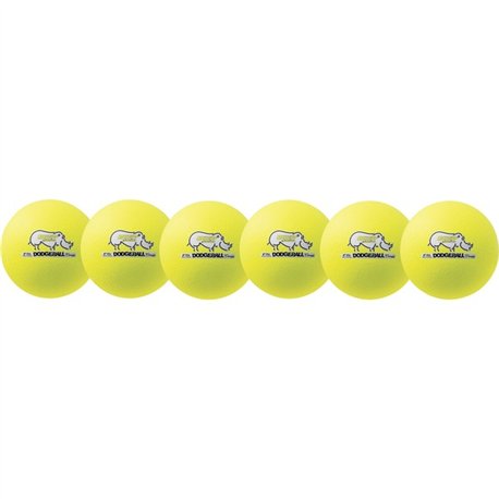 Champion Sports Rhino Skin 6" Dodgeball Set - 6.30" - Child - Neon Yellow - 6 / Set