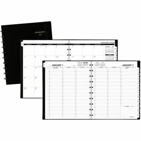 At-A-Glance Contemporary Planner - Large Size - Julian Dates - Weekly, Monthly - 1 Year - January 2024 - December 2024 - 8:00 AM