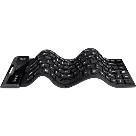 Adesso Antimicrobial Waterproof Flex Keyboard (Mini Size) - Cable Connectivity - USB Interface - 87 Key Media Player, Internet, 