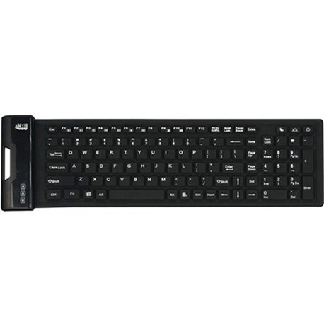 Adesso Antimicrobial Waterproof Flex Keyboard (Compact Size) - Cable Connectivity - USB Interface - 108 Key Home Page, Email, My