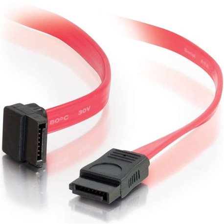 C2G 18in 7-pin 180&deg to 90&deg 1-Device Serial ATA Cable - Female SATA - Female SATA - 18" - Translucent Red