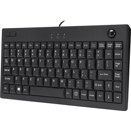 Adesso AKB-310UB Mini Trackball Keyboard - USB - 87 Keys - Black