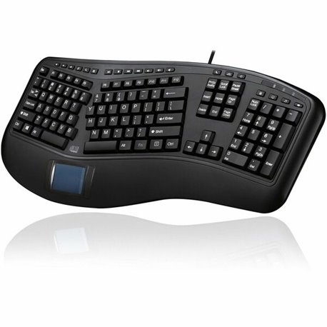 Adesso Tru-Form Ergonomic Touchpad Keyboard - Cable Connectivity - USB Interface - 104 Key Play/Pause, Previous Track, Next Trac