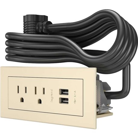 Wiremold Radiant Furniture Power Center (2) Outlet (2) USB, White - 2 x AC Power, 2 x USB - 3.10 A Current - Surface-mountable -